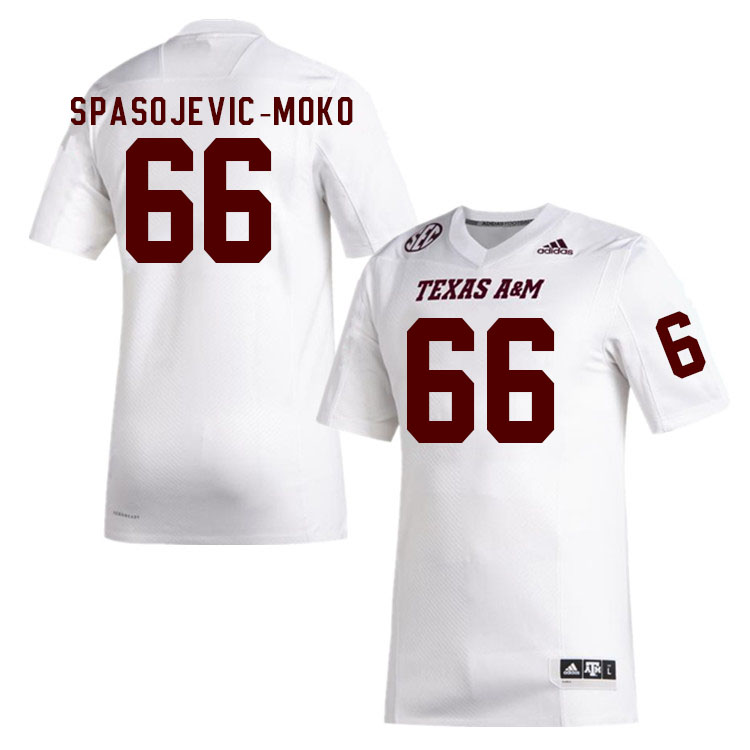 Men #66 Jordan Spasojevic-Moko Texas A&M Aggies College Football Jerseys Stitched Sale-White - Click Image to Close